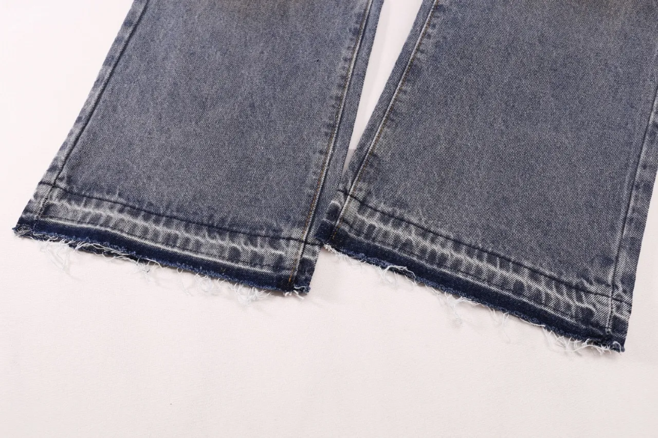 652#Gallery Dept New Retro Dirty Feng Shui Washed Mud Dye Knife Cut Splash Ink Jeans American High Street Casual Trousers Washed Blue S～XL p250